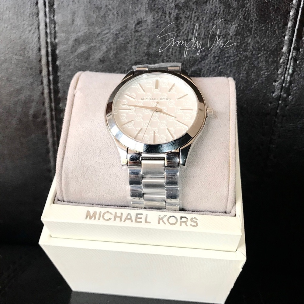 New authentic MK silver tone slim Runaway watch - Picture 3 of 6